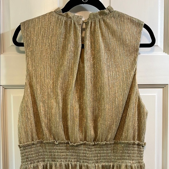 Draper James RSVP Gold Glitter Ruched Ruffle Sleeveless Mini Dress - Size XXL - Picture 2 of 15